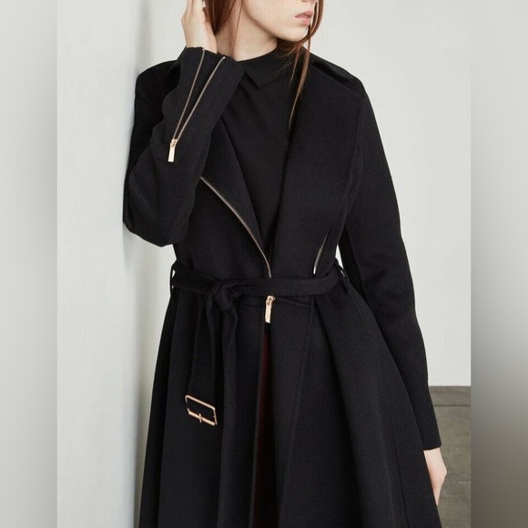 NET BCBGMAXAZRIA BLACK RYAN WOOL BLEND TRENCH COAT SZ XXSMALL - Picture 9 of 11